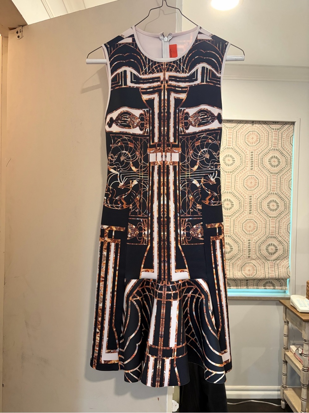 Clover Canyon Black and Copper-Print Sleeveless Midi Dress